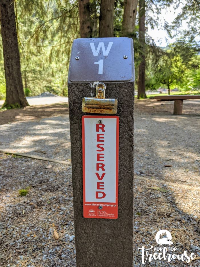 reserved camping sign