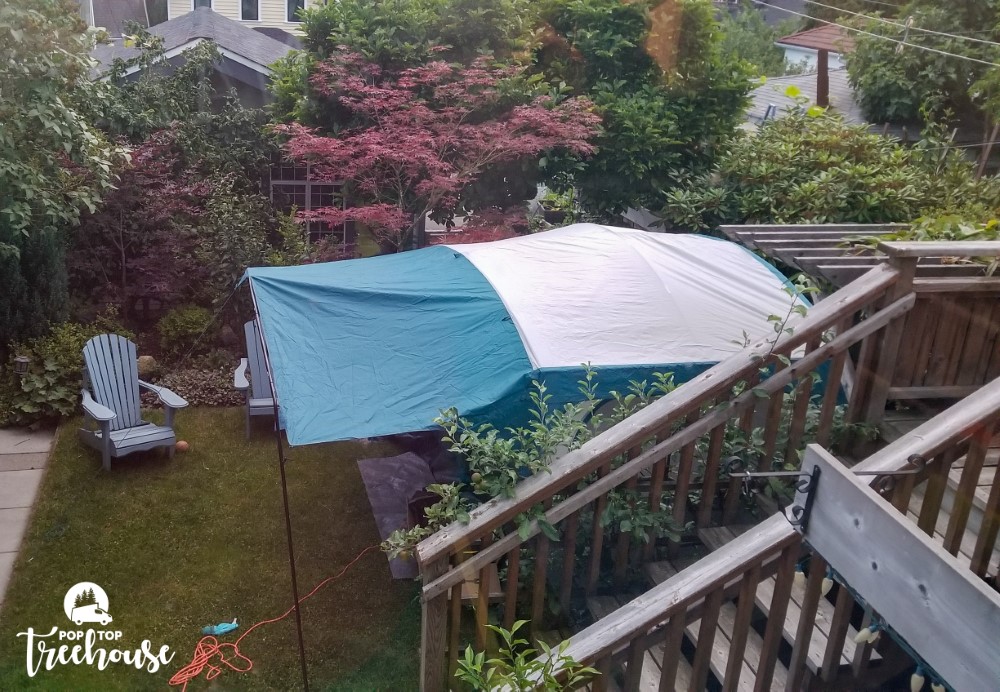 big backyard tent with large awning